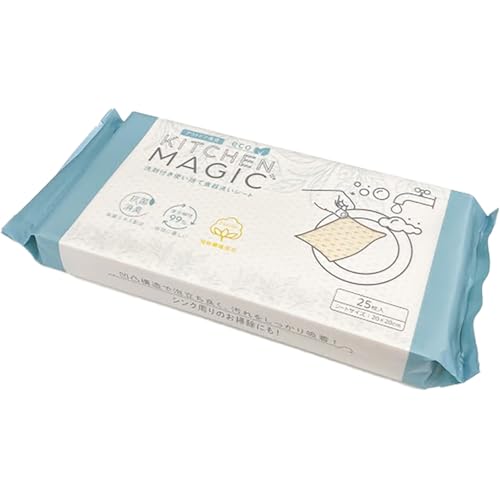 キューフラ(Q-FLA) キッチンマジック レギュラー 25枚入 使い捨て食器洗い洗剤 シート 食器洗いせっけん 食器洗いスポンジ 食器用スポン