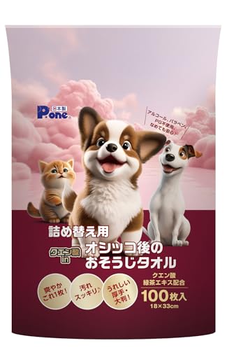 Rakuten - P.one クエン酸inオシッコ後のおそうじタオル 100枚 詰め替え用