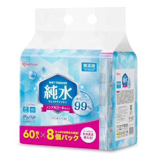 アイリスオーヤマ(IRIS OHYAMA) ウェットティッシュ 純水99% 480枚(60枚入×8個) コ...