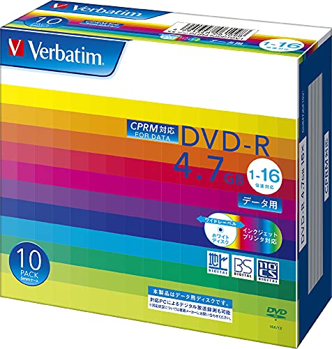 バーベイタムジャパン(Verbatim Japan) 1回記録用 DVD-R CPRM 4.7GB 10枚 ホワイトプリンタブル 片面1層 1-