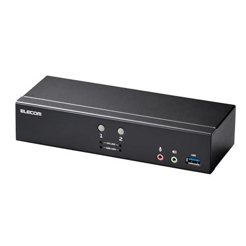 黒/2台切替/KVM-NDUS2・Color:黒Size:2台切替・パッケージ個数:1・1組のマウス、キーボード、DisplayPort(TM)ディスプレイで、2台のパソコンを切り替えて操作可能。解像度が4Kまでのディスプレイに対応し、エミュレーション機能によって、デバイス切り替え時の接続がスムーズに。さらに、ハブ機能としてUSB3.1ポートを2個搭載。一定の間隔で自動的にパソコンポートの表示を切り替えるAUTOSCAN機能も搭載した、サーバー管理業務などに便利なパソコン切替器(KVM)。・パソコンが2台あっても、1組のマウス、キーボード、ディスプレイで操作できるため、低コスト、省スペースを実現し、ケーブルの挿し直しの手間も省けます。・“エミュレーション機能を搭載し、パソコンの切り替え時に、接続しているデバイスのエラーやタイムラグが起こりにくく、デバイスをスムーズに使用できます。・一定の間隔で自動的にパソコンポートの表示を切り替える“AUTOSCAN機能を搭載しています。・スキャン間隔は、3秒間、5秒間、10秒間、20秒間の4つから選択できます。【 仕様 】 対応機器:DisplayPort(TM)端子およびUSB-Aポートを有するパソコン 対応OS(Windows):11/10/8.1/8/7/Vista/XP 対応OS(macOS):Mac OS X Cheetah 10.1からmacOS Ventura 13まで 対応マウス:有線マウス(USB-Aプラグ)、無線マウス(USB-Aプラグ) マウスエミュレーション機能をONにすると、正常動作しない場合があります。その場合は、マウスエミュレーション機能をOFFにしてご使用ください。 対応キーボード:有線キーボード(USB-Aプラグ)、無線キーボード(USB-Aプラグ) Mac端末は、[ScrollLock]キーのあるキーボード 対応ディスプレイ:DisplayPort(TM)端子を有するもの インターフェース(パソコン側):USB 5Gbps-Bポート×2、DisplayPort×2、ステレオミニジャック(緑)×2、ステレオミニジャック(ピンク)×2 インターフェース(コンソール側):USB-Aポート×4(マウス(1)、キーボード(1)、USB 5Gbpsハブ(2))、DisplayPort ×1、ステレオミニジャック(緑)×2(フロント側×1、リア側×1)、ステレオミニジャック(ピンク)×2(フロント側×1、リア側×1) 最大解像度:4K UHD(3840×2160@60Hz)、4K DCI(4096×2160@60Hz) 最大パソコン接続台数:2台 切り替え方式:フロントボタン、ホットキー([ScrollLock]×2回+[Enter]キー)、マウスのスクロールボタン マウススクロールによる操作はホットキーでの設定が必要です。 切り替え音:ホットキーで切替音のON/OFFが可能 電源:ACアダプター 内容物:切替器本体×1台、ACアダプター×1個、DisplayPort(TM)ケーブル(約1.4 m)×2本、USB 3.0ケーブル(約1.7m)×2本、オーディオケーブル(約1.7m)×4本 サイズ:幅約200mm×奥行約74.5mm×高さ約42mm ゴム足、ケーブル含まず 重量:670g ケーブル含まず 期間:1年間 VCCI:Class B対応 【 説明 】 1組のマウス、キーボード、DisplayPort(TM)対応ディスプレイで、2台のパソコンを切り替えて操作できるパソコン切替器(KVM)です。 パソコンが2台あっても、1組のマウス、キーボード、ディスプレイで操作できるため、低コスト、省スペースを実現し、ケーブルの挿し直しの手間も省けます。 “エミュレーション機能を搭載し、パソコンの切り替え時に、接続しているデバイスのエラーやタイムラグが起こりにくく、デバイスをスムーズに使用できます。 一定の間隔で自動的にパソコンポートの表示を切り替える“AUTOSCAN機能を搭載しています。 スキャン間隔は、3秒間、5秒間、10秒間、20秒間の4つから選択できます。 本体の“パソコンセレクトボタンを押すだけで、操作するパソコンを切り替えることができます。 操作するパソコンは、キーボードやマウスのスクロールボタンでも切り替え可能です。 マウスによる切り替えは、あらかじめホットキーでの設定が必要です。 本体前面に、パソコンへの接続および選択状況と、USB接続パソコンが一目で分かるLEDランプを搭載しています。 本体底面には、デスクの上でもすべりにくいゴム足が付いています。 住宅環境内における妨害波を阻止するためのVCCI Class B技術基準に適合しています。 USBポートにマウスやキーボードのレシーバーを接続することで、ワイヤレスタイプのデバイスも使用可能です。 Bluetooth(R)マウス、キーボードは非対応です。 4Kまでの解像度のディスプレイに対応しています。 マウス、キーボード、ディスプレイのKVMと、USB周辺機器、オーディオをそれぞれ独立して切り替えができます。 HDCP2.2対応でゲーミングやホームシアター環境構築に適しています。 最大5Gbpsのデータ転送速度対応のUSB 5Gbps(USB3.1(Gen1))ポートハブを2個搭載 しています。 自社環境認定基準を1つ以上満たし、『THINK ECOLOGY』マークを表示した製品です。 廃棄物削減に取り組み、製品に同梱する取扱説明書等をペーパーレス化した製品です。