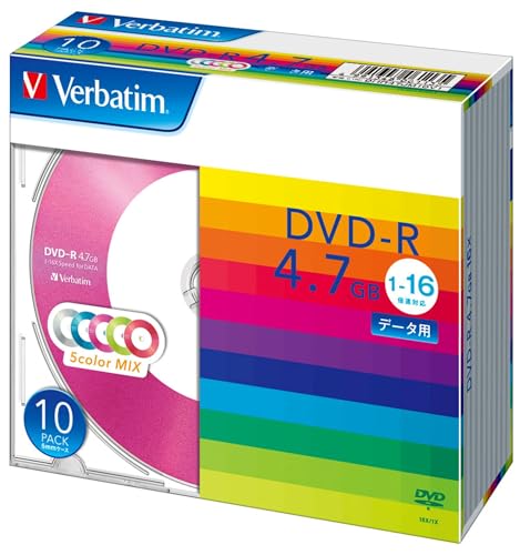 CD-RW - Verbatim バーベイタム 1回記録用 DVD-R 4.7GB 10枚 5色カラーディスク 片面1層 1-16倍速 DHR47JM10V1