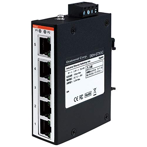-/5ポート/DEH-GTX5C・パッケージ個数:1・ネットワーク：IEEE802.3、IEEE802.3u、IEEE802.3ab、IEEE802.3x・インタフェース：10Base-T/100Base-TX/1000Base-T・ポート数：5ポート・電源：DC12〜36V （冗長電源）（逆極性保護）（過負荷保護）・消費電力（MAX）：5.2W