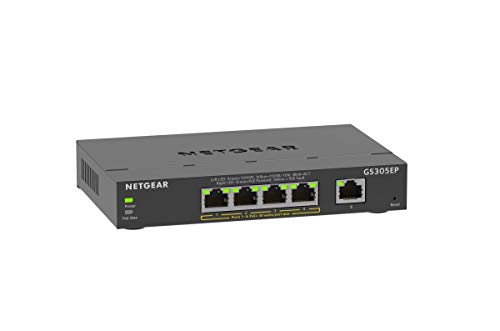 ネットギア アンマネージプラス スイッチングハブ ギガ5ポート PoE+対応(全体63W) 卓上型コンパクト GS305EP VLAN QoS
