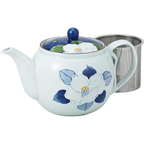 波佐見焼 ポット 一珍山茶花柄 (スーパーステンレス 茶こし付) 容量約725ml 日本製 60183