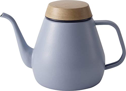 Ovject キャンプ アウトドア 日本製 コーヒー ドリップ ポット ケトル やかん ホーロー 直火 IH対応 1.8L マットブルー 1.8