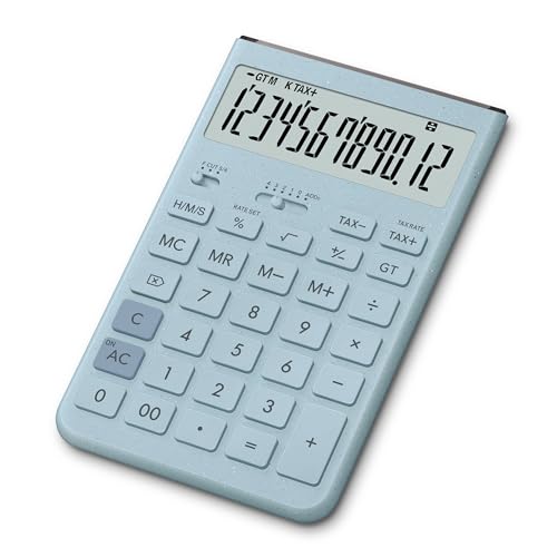 グレイッシュブルー/-/JT-200T-BU-N・Color:グレイッシュブルー・パッケージ個数:1・自分らしさを演出するくすみカラーのデザイン電卓・【桁数】12【大きさ(奥行×幅×高さ)mm】173.0×105.0×13.8【質量(g)】170・電源種類:TWO WAY POWER(CR2025)・時間計算・グリーン購入法適合商品くすみカラーを採用したデザイン電卓 Comfy。デザインや素材にこだわり心地よく使えるComfyは、ご自分のスタイルや生活空間にそっとなじみ、大切な方への贈り物としてもおすすめです。