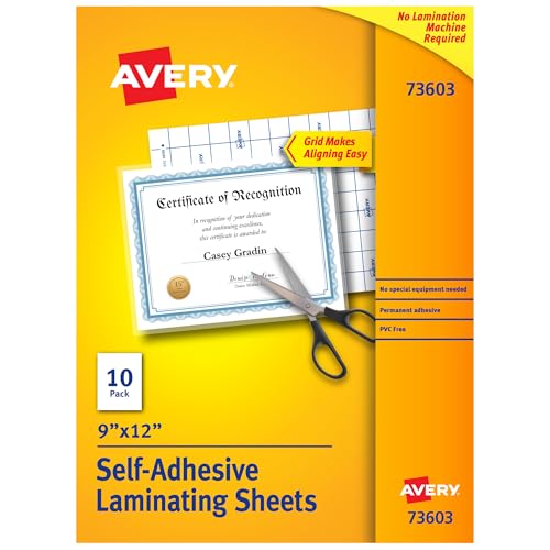 Clear Self-Adhesive Laminating Sheets 3 mil 9 x 12 10/Pack (品) 