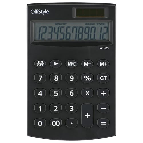 オーム(OHM)OffiStyle 電卓 卓上電卓 12桁 ソーラー＆電池式 KCL-155 07-8640 オーム電機