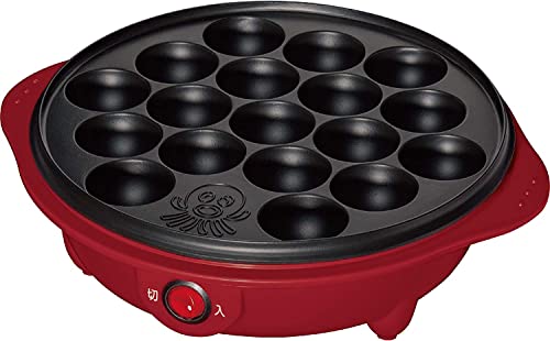 Takoyaki Plates - [山善] たこ焼き器 18穴 フッ素コーティング 簡単お手入れ ワンタッチ操作 コードすっきり収納 レッド YOB-181(R)