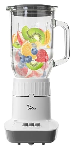 [山善] ジューサー 氷も砕ける ジュースミキサー 1000ml 野菜 果物 スムージー ガラスボトル ブレンダー Votre ホワイト MJA