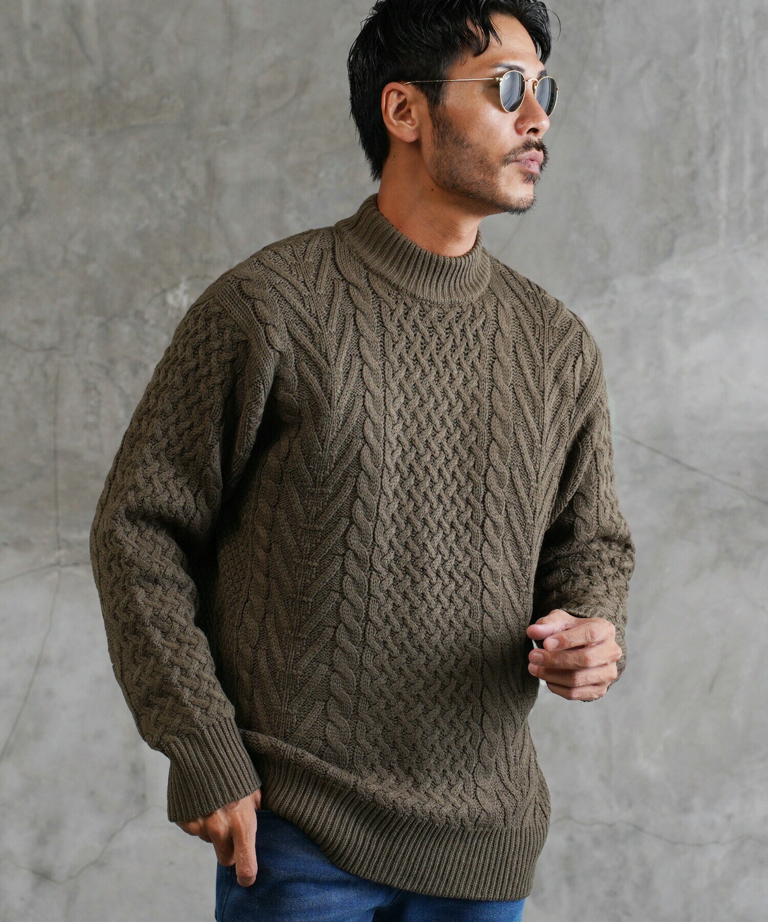 楽天市場】Vネック（カラーカーキグリーン）（ニット・セーター