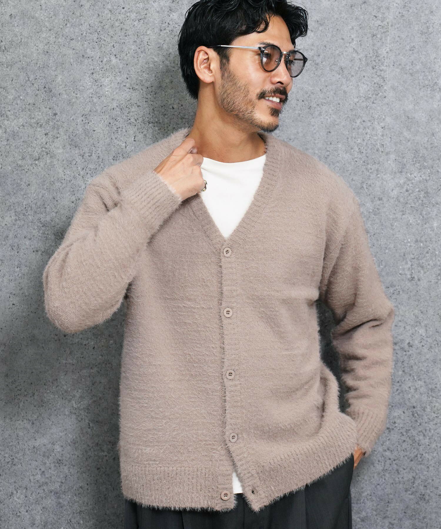 lord jeff モヘア カーディガン シャギー ピンクベージュ VINTAGE 