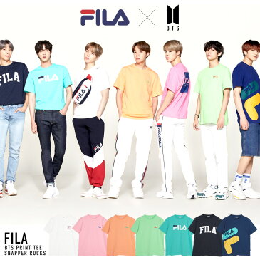 【期間限定送料無料】BTS FILA フィラ BTS コラボ tシャツ メンズ ブランド半袖Tシャツ クルーネック ロゴT 夏服 秋服 無地 カットソー 半袖 BTS グッズ◆ FILA×BTSプリントTシャツ◆