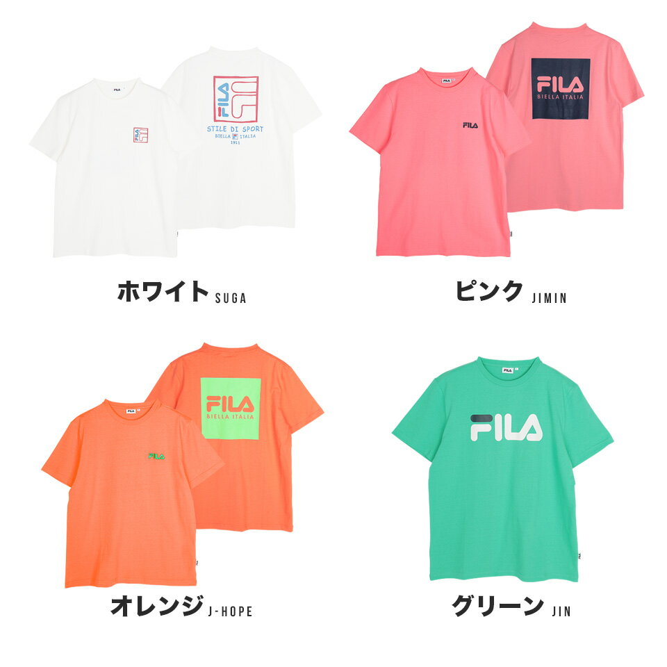 【期間限定送料無料】BTS FILA フィラ BTS コラボ tシャツ メンズ ブランド半袖Tシャツ クルーネック ロゴT 夏服 秋服 無地 カットソー 半袖 BTS グッズ◆ FILA×BTSプリントTシャツ◆