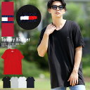 トミーヒルフィガー Tシャツ メンズ トミー ヒルフィガー ブランド◆TOMMY HILFIGER/Basic Cotton Core Flag◆Vネック 半袖Tシャツ 半袖 ワンポイント 刺繍 大人 白 おしゃれ ブラック 黒 ホワイト グレー ネイビー 大きいサイズ ルームウェア 部屋着 夏服 夏