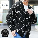 ◆MLB(メジャーリーグベースボール)MEN’S CARDIGAN◆カーディガン メンズ ニットカーディガン cardigan オフィス 制服 スクール ブランド カーデ トップス メンズファッション 総柄 ブラック ニューヨーク ヤンキース ロゴ 春 春服 春物