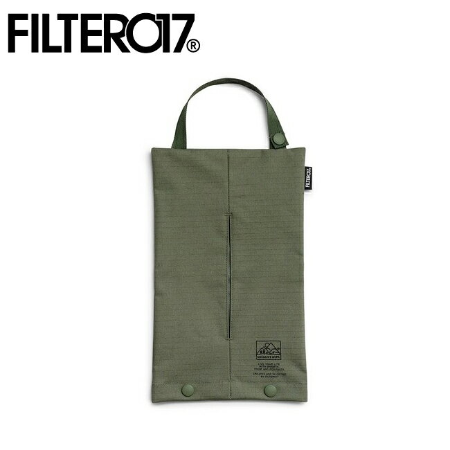 【冬物セール実施中！50%OFF以上のアイテムも！】Filter017 クリエライブデパート 頂上ロゴリップストップ生地ハンギングティッシュカバー アーミーグリーン 【 雑貨 ケース アウトドア 】【メール便・代引不可】