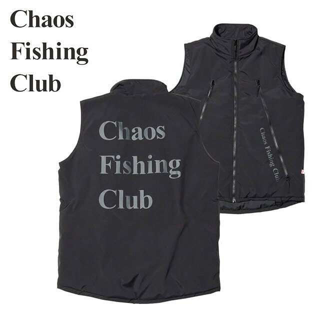 メーカー希望小売価格はメーカーカタログに基づいて掲載していますSpec ブランド名 Chaos Fishing Club カオスフィッシングクラブ 商品名 ECW CFC Lv.77 Vest ベスト Black メーカー型番 CFC-25AW-JK02 サイズ M：着丈75　身幅62　肩幅45.5L：着丈77　身幅64　肩幅47(単位：cm)※メーカーサイズ参照 カラー Black 詳細 &nbsp; 中綿入りのダウンベスト。中綿には軽くて暖かく、撥水性のあるプリマロフトを100g使用。両サイドのポケットはダブルジップ仕様で大容量。ポケット下には両サイドにDカンが付きます。裾口はドローコードで調整可能。----------------------------------【素材】表生地：POLYESTER100%裏生地：NYLON100%ポケット：POLYESTER100%中綿：POLYESTER100%(100g) ------------------------------------------------------------ ※モニタやPC環境等により実物と多少色合いが異なって見える場合もございます。 ※外箱がある商品につきましては生産、運搬の過程上、商品の箱(外箱)に多少の汚れや、破れ等が生じる場合がございます。 予めご了承の上お買い求め頂きます様、よろしくお願いいたします。 ※パターン生地を使用している商品によってはパターン位置に個体差がございます。予めご了承下さい。 ※一部商品画像にメーカー提供画像を使用している商品もございますので、仕様が予告なく変更される場合がございます。 ※複数のショッピングモールで同時販売しておりますので、在庫切れになってしまう場合がございます。 厳重に注意し在庫システムで管理を行っておりますが、お買い上げいただいた商品が品切れになってしまう場合がございます。 また、人気商品に関しましても複数のお客様が一度に購入を行い、在庫の反映が間に合わずご購入できてしまう場合がございます。 その際はお客様には必ずご連絡をさせていただきますが、万が一入荷予定がない場合はキャンセルさせていただく場合がございます。 大変申し訳ございませんがあらかじめご了承ください。 ※メール便発送対象商品に関しましては、メール便規定料金にてお送りします。 ※ガス缶などをご使用いただく商品の場合、同メーカーのものをご使用いただくことを推奨しております。 製品不良などが起こった場合、保証対象外となる場合がございます。 ------------------------------------------------------------