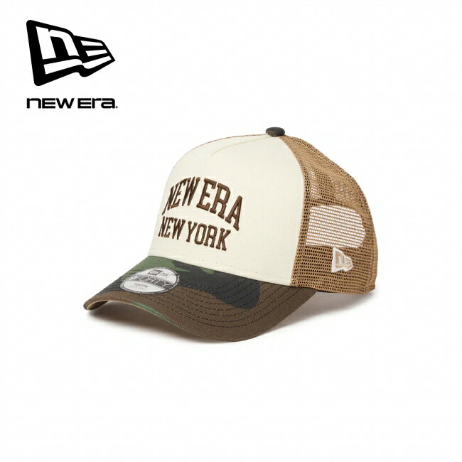 【エントリーでP10倍★20日20:00-26日01:59まで】NEWERA ニューエラ キッズ Youth 9FORTY A-Frame トラッカー College Logo クロームホワイト/カーキ/ウッドランドカモ 14747015 【 帽子 キャップ ユース 日除け 通気 メッシュ サイズ調整 アウトドア 】