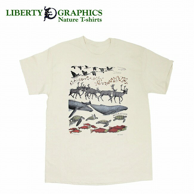 Rakuten - 【エントリーでP10倍★9日20:00-16日01:59まで】LIBERTY GRAPHICS リバティーグラフィックス Migrations マイグレーションズ 322 【 トップス 半袖 Tシャツ 綿 コットン タウンユース デイリー アウトドア 】【メール便・代引不可】