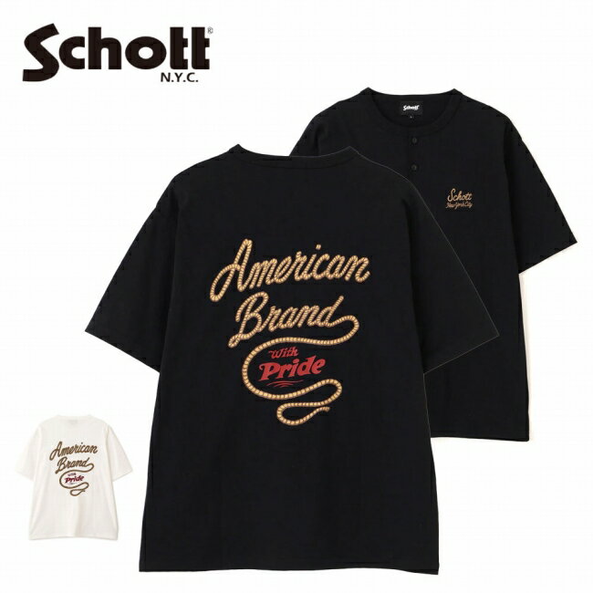 乐天商城 - schott ショット ROPE HENLEY T-SHIRT ロープヘンリーTシャツ 782-6134010 【 トップス ショートスリーブ 半袖 コットン 綿 キャンプ アウトドア 】