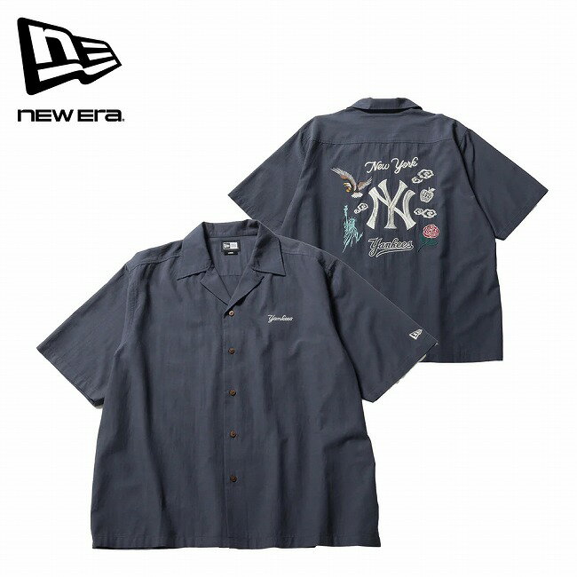 Rakuten - NEWERA ニューエラ 半袖スーベニアシャツ ニューヨーク・ヤンキース ネイビー 14856641 【 トップス 開襟シャツ ショートスリーブ MLB タウンユース アウトドア 】