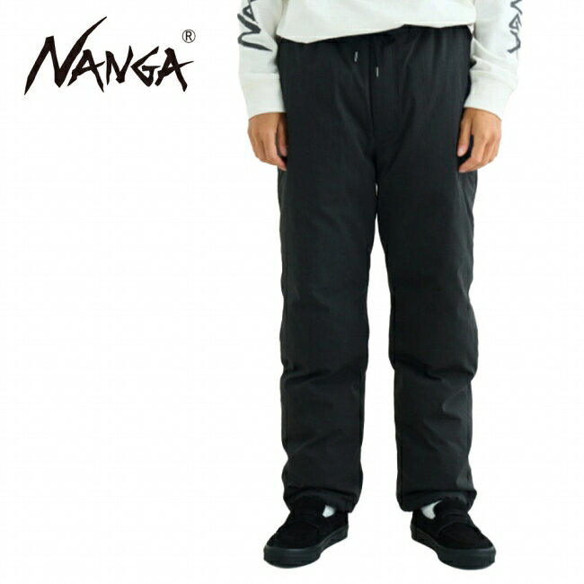 メーカー希望小売価格はメーカーカタログに基づいて掲載していますSpec ブランド名 NANGA ナンガ 商品名 HINOC RIPSTOP DOWN PANTS ヒノックリップストップダウンパンツ メーカー型番 ND2441-1I303 サイズ M：ウエスト76　ヒップ116.2　股上30　股下72　わたり幅38L：ウエスト80　ヒップ120.2　股上31　股下74　わたり幅39.2(単位：cm)※メーカーサイズ参照 カラー BLK 詳細 &nbsp; 動きやすさをプラスした、ヒノックリップダウンパンツナンガ独自の難燃素材ながら柔らかな着用感と耐久性を兼ね備えた、ヒノックリップストップシリーズのダウンパンツ。冬のキャンプシーンの人気アイテムである、HINOC DOWN PANTSからより動きやすさを求めたハイブリッドモデル。NANGAダウンの高い保温性を感じながら、化学繊維の弱点である「焚き火」を楽しむことが出来る1本になっております。ダウンにはDX(スペイン産ダックダウン 90-10% 760FP)のダウンに超撥水加工を施した高品質・高機能ダウンであるUDD DX(スペイン産ダックダウン 90-10% 770FP)を採用。雨天時など外側からの水気や、フィールドでの作業時の汗等、内側からの湿気によりダウンが濡れて小さくなり、保温力が低下するのを最小限に抑えます。ヒノックリップストップは、捲縮糸を使用しナチュラルなストレッチ性、弾力性を持たせた生地で、常に快適な着心地になっています。また、 股下のガゼット付きで可動域を広げ、膝裏の切替を入れ、足が曲がりやすいような角度をつけて動きやすさに追求した仕様に仕上がっています。ウエストはイージーパンツ仕様で簡単にフィット感を調整できます。裾にはゴムスピンドルが入っているので裾口の調整をすることで、様々な着こなしも楽しめます。コットンライクな見た目と動きやすさを求めた仕様なので、アウトドアスタイルはもちろんのことカジュアルスな日常スタイルにもピッタリで、ストレスフリーな着心地を与えます。●ヒノックリップストップナンガ独自の難燃素材。ヒノック素材に配合されている「アラミド」繊維は、難燃性だけでなく、摩耗性や耐久性に優れています。また、リップストップ生地は、格子状に繊維を編み込み破れやほつれができてしまった場合でも、そこから裂け目が広がってくるのを防いでくれます。素材と織り組織との組み合わせでさらに引き裂きなどに強い生地になっています。さらに捲縮糸を使用しナチュラルなストレッチ性、弾力性を持たせた生地。【特徴】・ナンガ独自の難燃素材ながら柔らかな着用感と耐久性を兼ね備えた、ヒノックリップストップ生地のダウンパンツ・捲縮糸を使用しナチュラルなストレッチ性、弾力性を持たせた生地で、快適な着心地・股下のガゼットと膝裏の切替で、動きやすさを追求した仕様・超撥水加工した、高機能のUDD DX(スペイン産ダックダウン 90-10% 770FP)を封入し、湿気にも強い仕様・コットンライクな見た目と動きやすさを求めた仕様で、アウトドアはもちろんのことカジュアルなスタイルの日常でも◎----------------------------------【素材】表生地：ヒノックリップストップ(ポリエステル、アラミド混紡)裏生地：10Dリサイクルナイロンダウン：UDD DX/(スペイン産ダックダウン90〜10% 770FP)超撥水加工 ------------------------------------------------------------ ※モニタやPC環境等により実物と多少色合いが異なって見える場合もございます。 ※外箱がある商品につきましては生産、運搬の過程上、商品の箱(外箱)に多少の汚れや、破れ等が生じる場合がございます。 予めご了承の上お買い求め頂きます様、よろしくお願いいたします。 ※パターン生地を使用している商品によってはパターン位置に個体差がございます。予めご了承下さい。 ※一部商品画像にメーカー提供画像を使用している商品もございますので、仕様が予告なく変更される場合がございます。 ※複数のショッピングモールで同時販売しておりますので、在庫切れになってしまう場合がございます。 厳重に注意し在庫システムで管理を行っておりますが、お買い上げいただいた商品が品切れになってしまう場合がございます。 また、人気商品に関しましても複数のお客様が一度に購入を行い、在庫の反映が間に合わずご購入できてしまう場合がございます。 その際はお客様には必ずご連絡をさせていただきますが、万が一入荷予定がない場合はキャンセルさせていただく場合がございます。 大変申し訳ございませんがあらかじめご了承ください。 ※メール便発送対象商品に関しましては、メール便規定料金にてお送りします。 ※ガス缶などをご使用いただく商品の場合、同メーカーのものをご使用いただくことを推奨しております。 製品不良などが起こった場合、保証対象外となる場合がございます。 ------------------------------------------------------------
