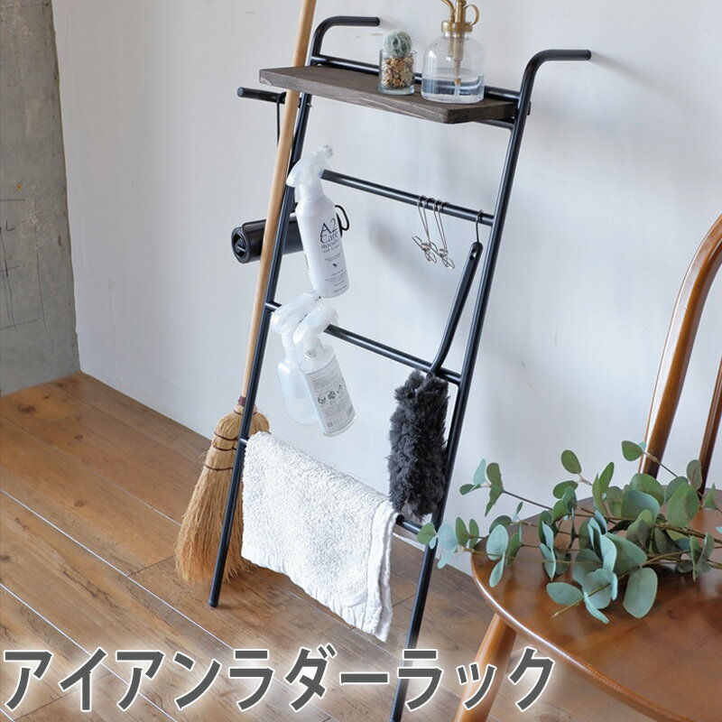 アイアンラダーラック ディスプレイラック ハンガーラック 棚板付き シンプル おしゃれ ナチュラル モノトーン Iron Ladder Rack コレンド COLLEND スチール ブラック ILR 日東
