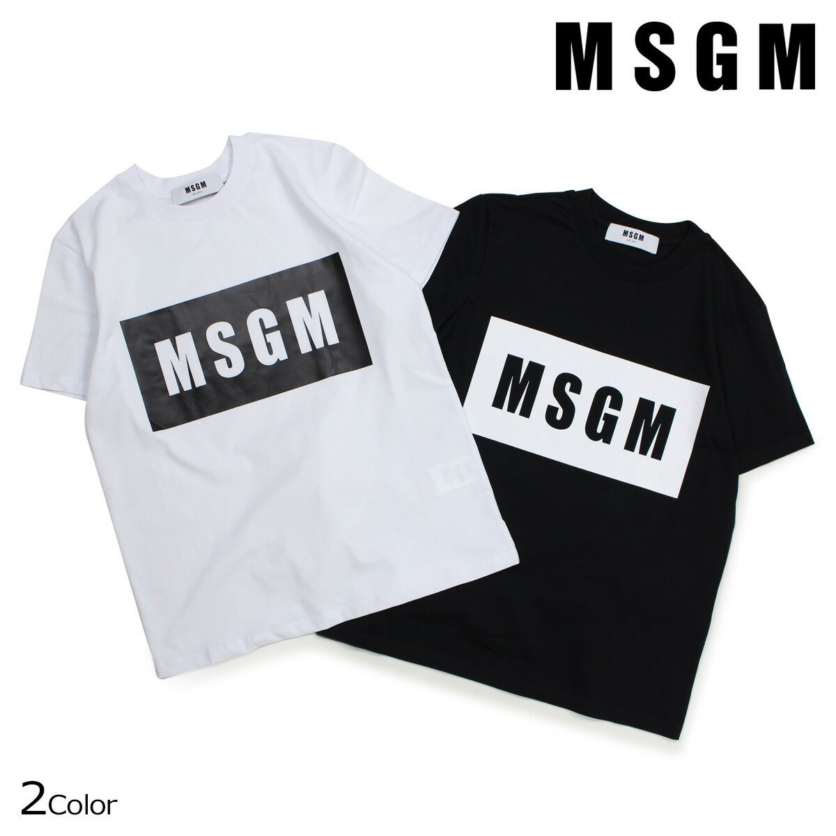 MSGM エムエスジーエム Tシャツ レディース 半袖 BOX LOGO TEE ブラック ホワイト MDM95-184299のサムネイル