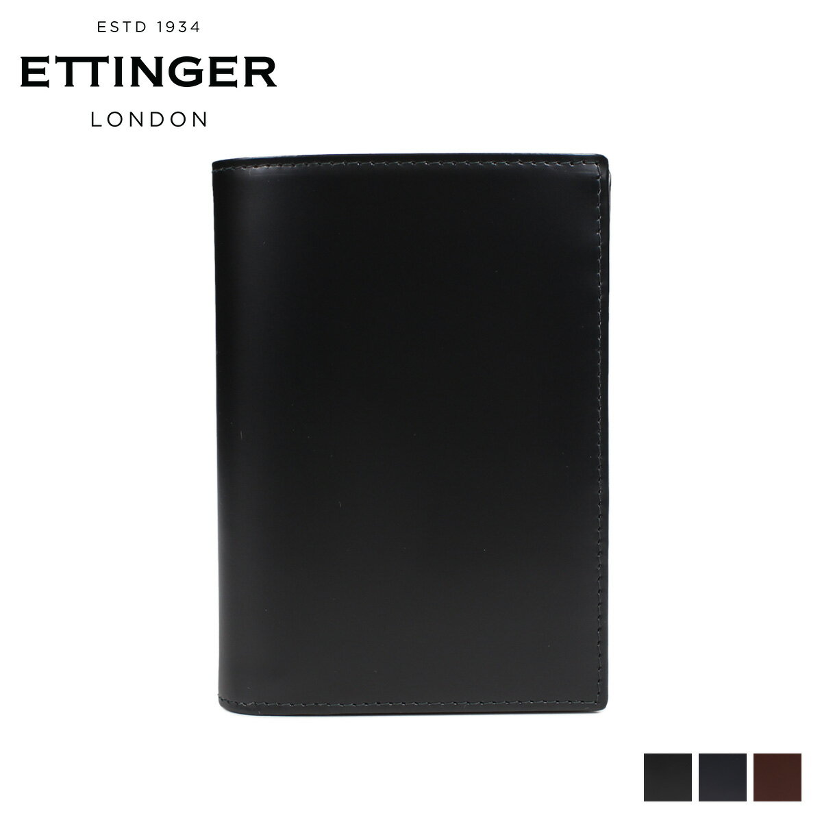 エッティンガー 財布（メンズ） エッティンガー ETTINGER 財布 二つ折り メンズ レザー PURSE NOTECASE WITH 4 CC SLOTS ブラック ネイビー ブラウン 黒 BH179JR