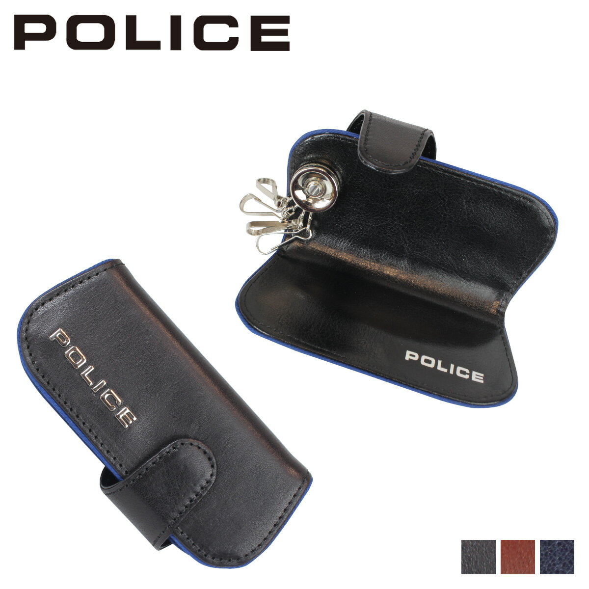 レザー キーケース（メンズ） ポリス POLICE キーケース キーホルダー メンズ 4連 レザー TERAIO KEY CASE ブラック ネイビー ダーク ブラウン 黒 PA-58003