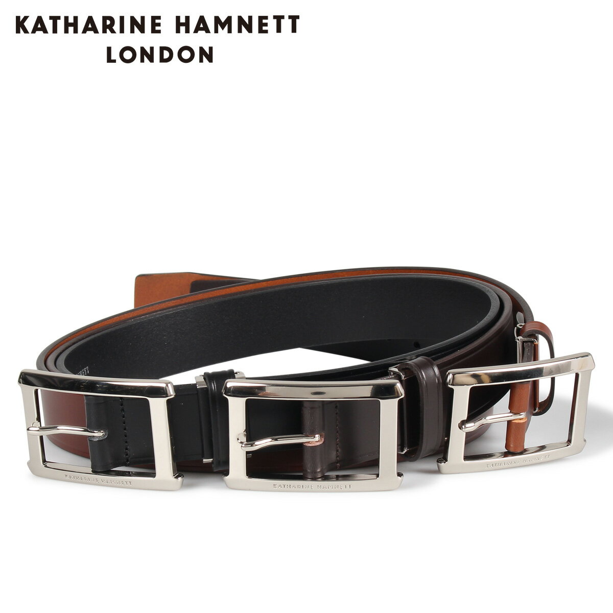 キャサリンハムネット ロンドン KATHARINE HAMNETT LONDON ベルト レザーベルト メンズ 本革 LEATHER BELT ブラック ブラウン ダーク ブラウン 黒 KH506028