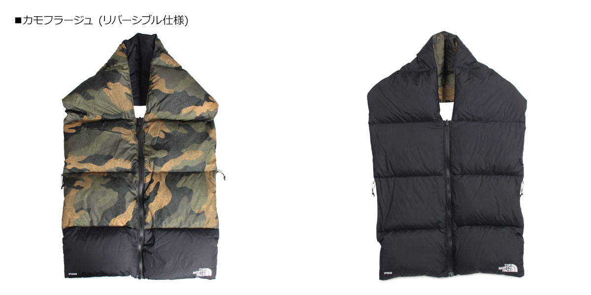 ノースフェイス THE NORTH FACE ダウン マフラー スカーフ ヌプシ メンズ レディース リバーシブル NUPTSE SCARF ブルー カモ 迷彩 NF0A3FMI