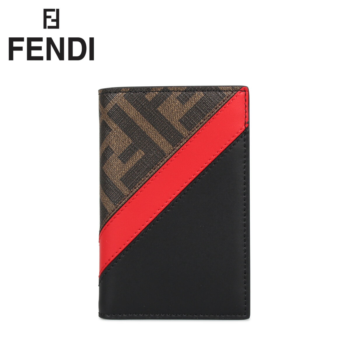 フェンディ FENDI パスケース カードケース ID 定期入れ メンズ PORTACARTE VERTICALE APERTURA LIBRO ブラウン 7M0262