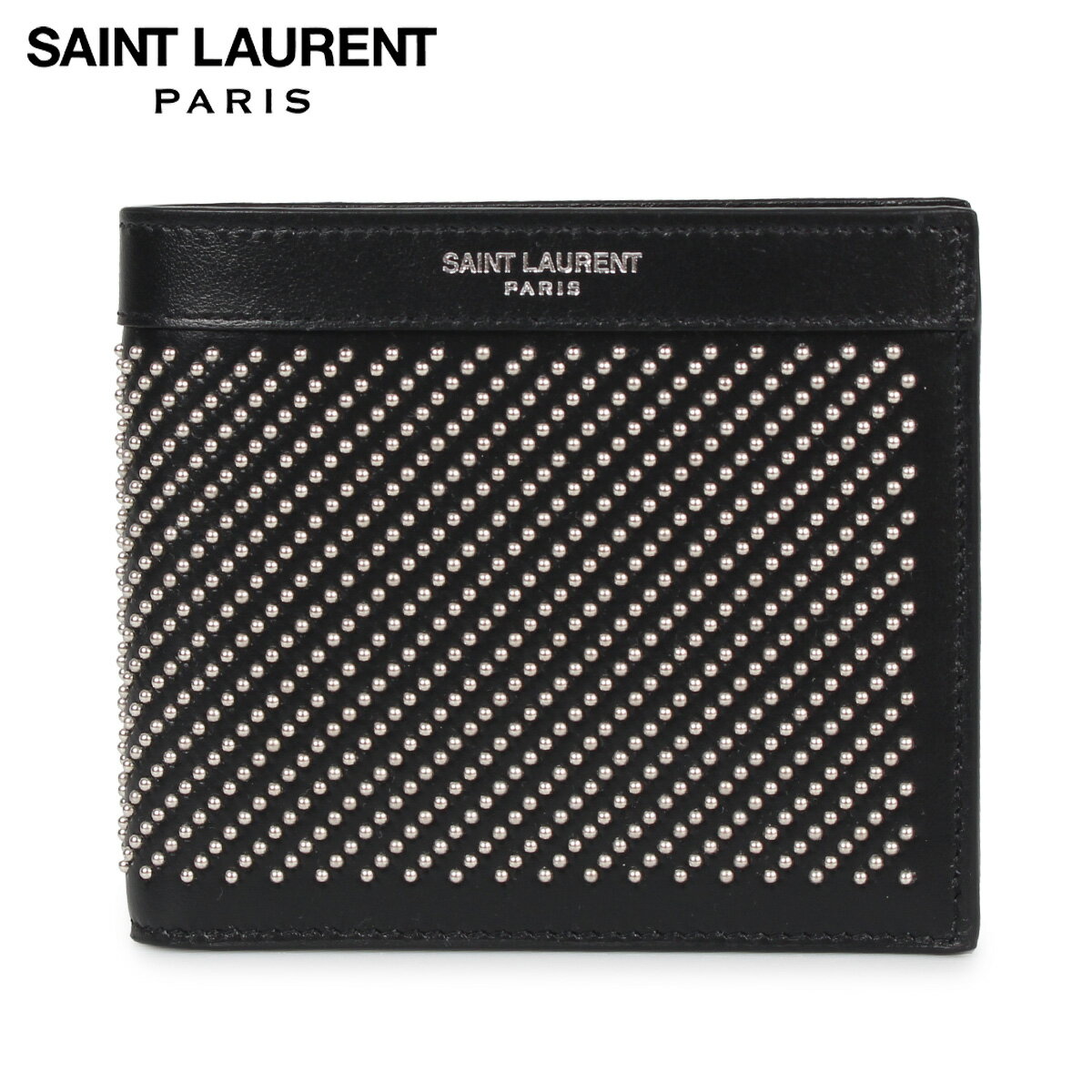サンローラン パリ SAINT LAURENT PARIS 財布 二つ折り メンズ STUD-EMBELLISHED WALLET ブラック 黒 3613200VGUE
