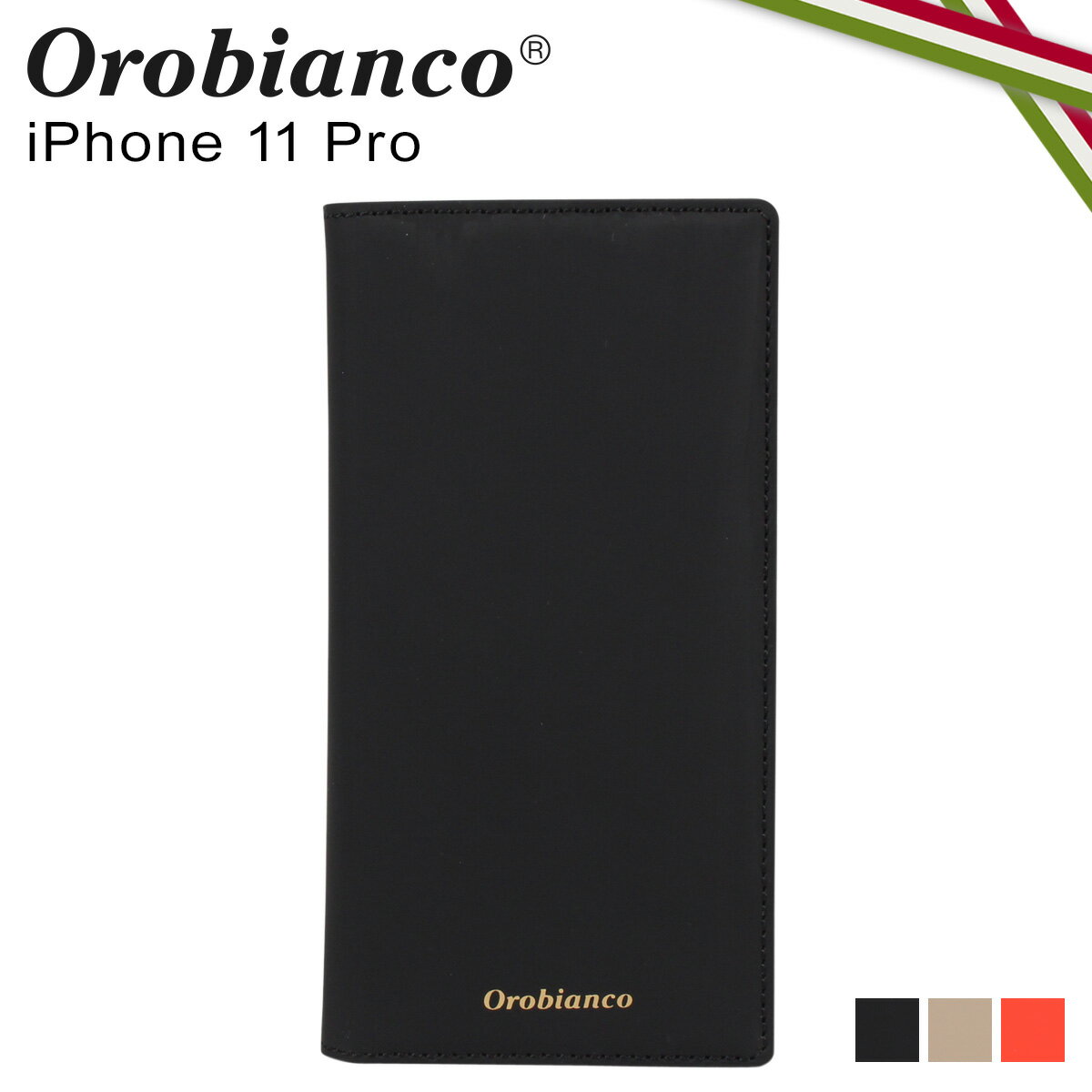 オロビアンコ プレゼント メンズ（5000円程度） オロビアンコ Orobianco iPhone 11 Pro スマホケース スマホショルダー 携帯 手帳型 アイフォン メンズ レディース GOMMA BOOK TYPE SMARTPHONE CASE ブラック グレージュ オレンジ 黒 ORIP-0007-11Pro