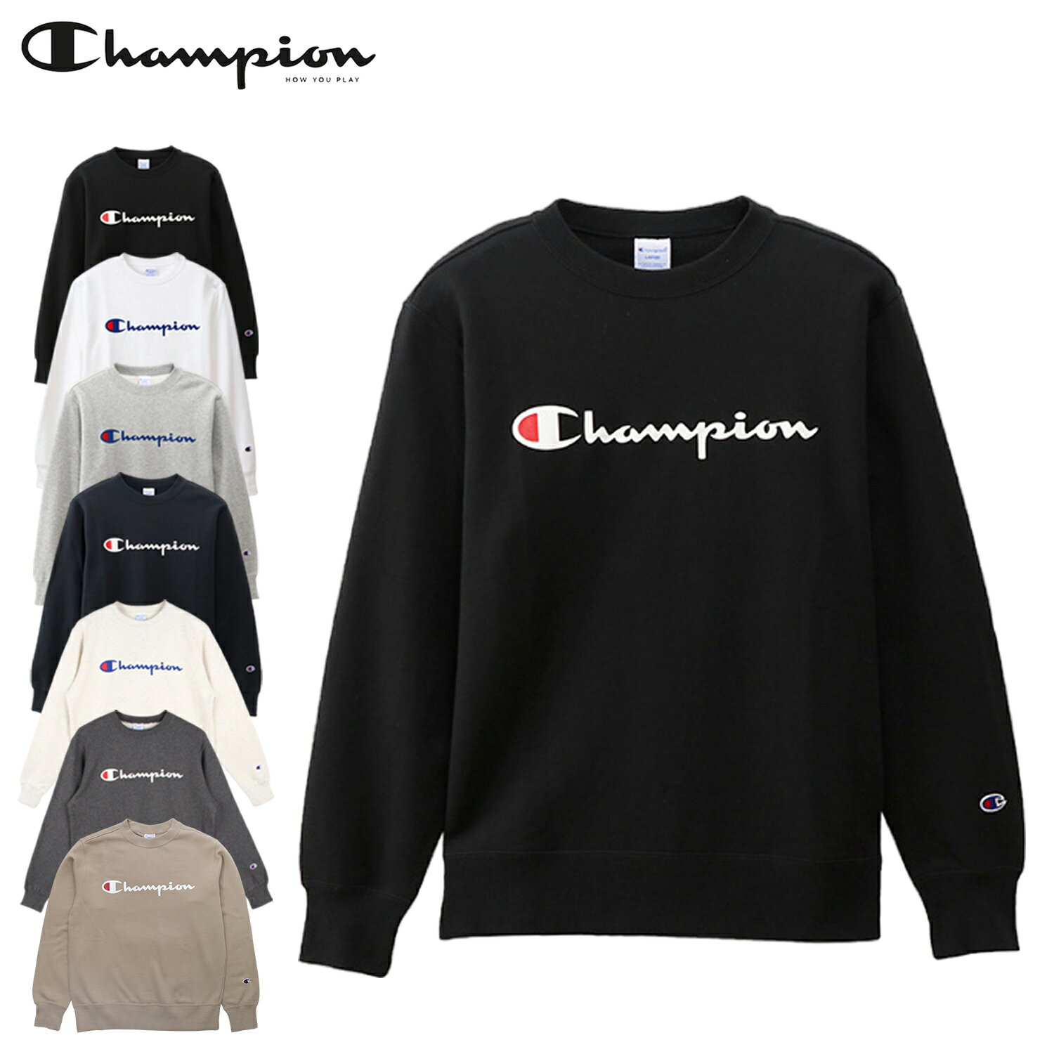 乐天商城 - チャンピオン Champion トレーナー スウェット メンズ レディース ロゴ CLEW NECK SWEAT ブラック ホワイト グレー ネイビー オートミール ヘザーチャコール 黒 白 C3-Q002
