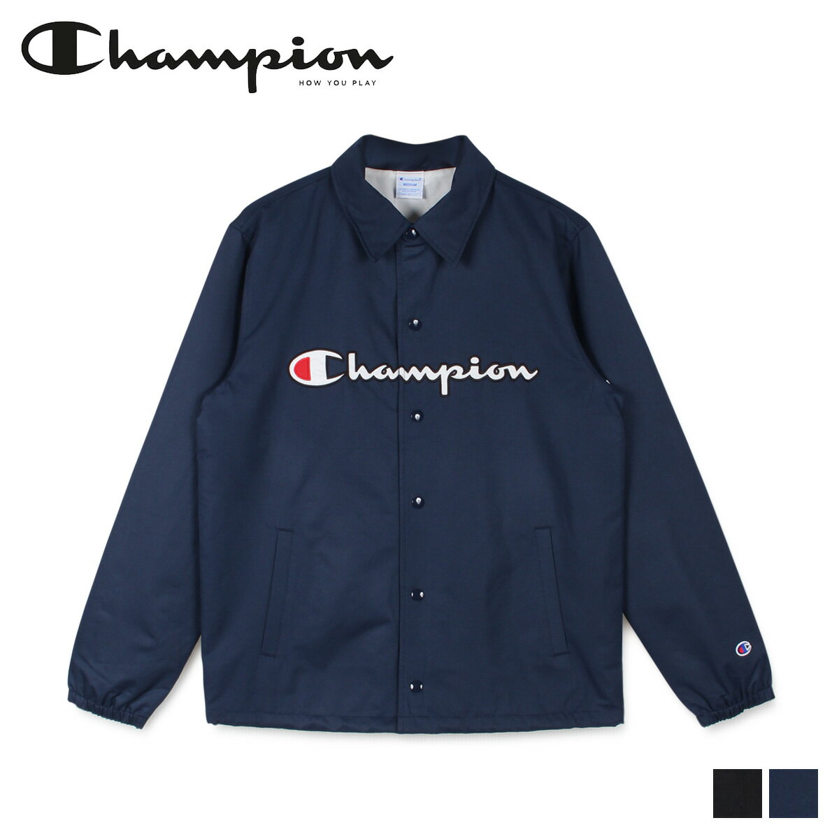 チャンピオン コーチジャケット メンズ 【クーポンで最大1000円OFF！5/16 10:59まで】 チャンピオン Champion ジャケット コーチジャケット アウター メンズ COACH JACKET ブラック ネイビー 黒 C3-R608