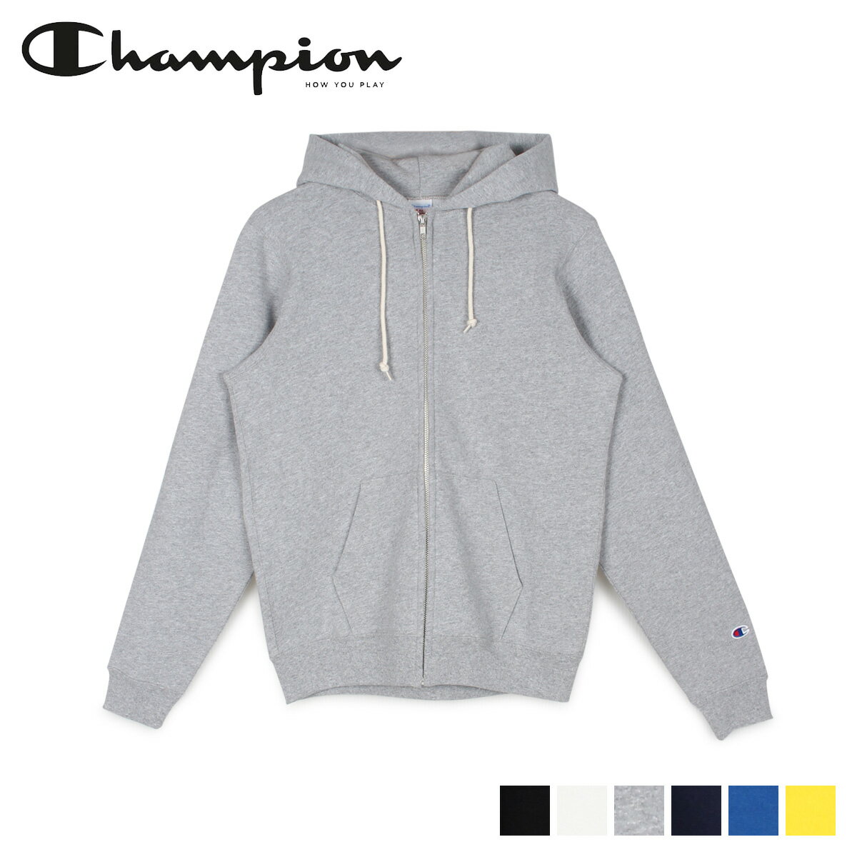 チャンピオン ジップアップパーカー メンズ チャンピオン Champion パーカー スウェット ジップアップ メンズ レディース FULL ZIP HOODED SWEATSHIRT ブラック ホワイト グレー ネイビー ブルー イエロー 黒 白 C5-Q101