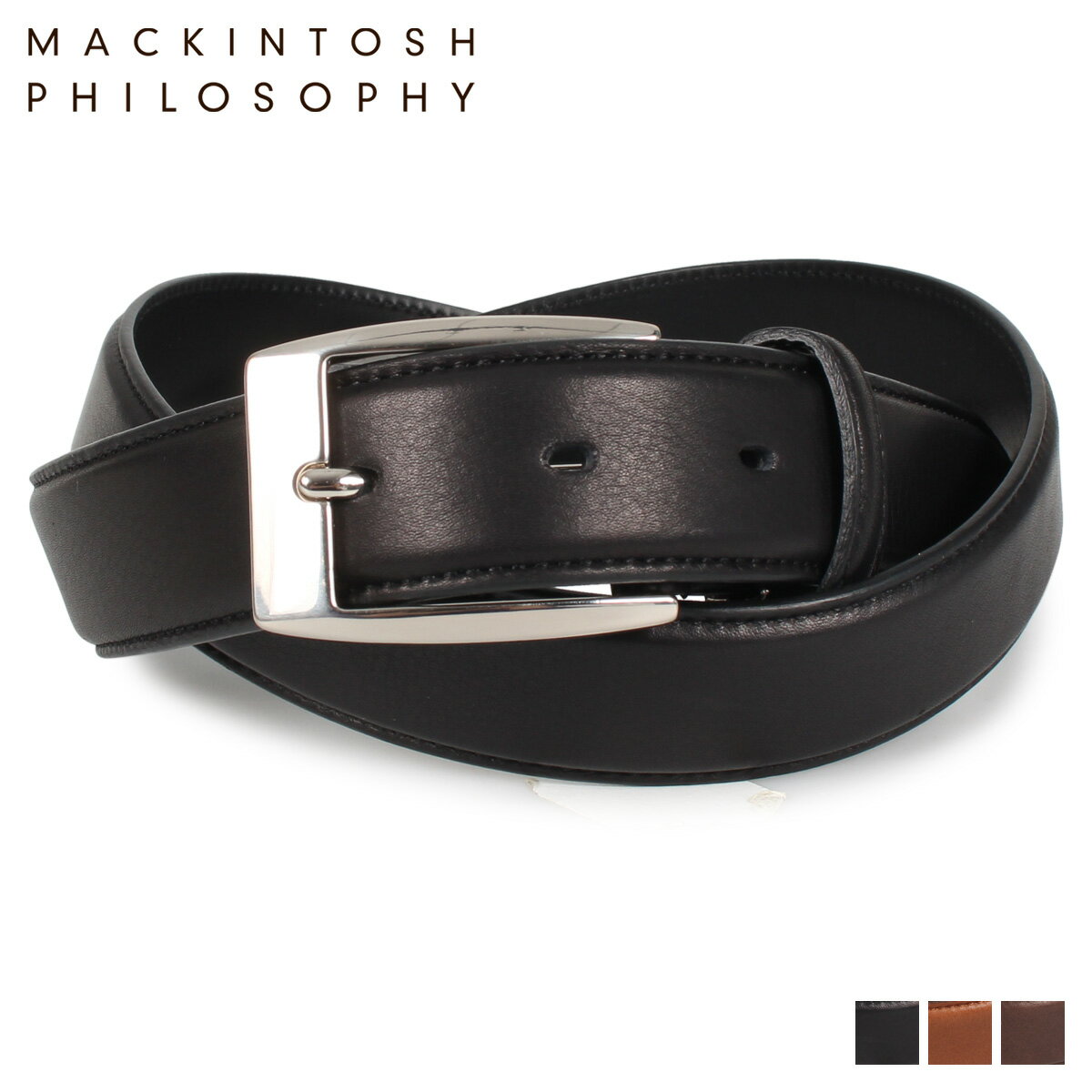 レザーベルト マッキントッシュ フィロソフィー MACKINTOSH PHILOSOPHY ベルト レザーベルト メンズ 本革 バックル LEATHER BELT ブラック ブラウン チョコ 黒 MAP-808013