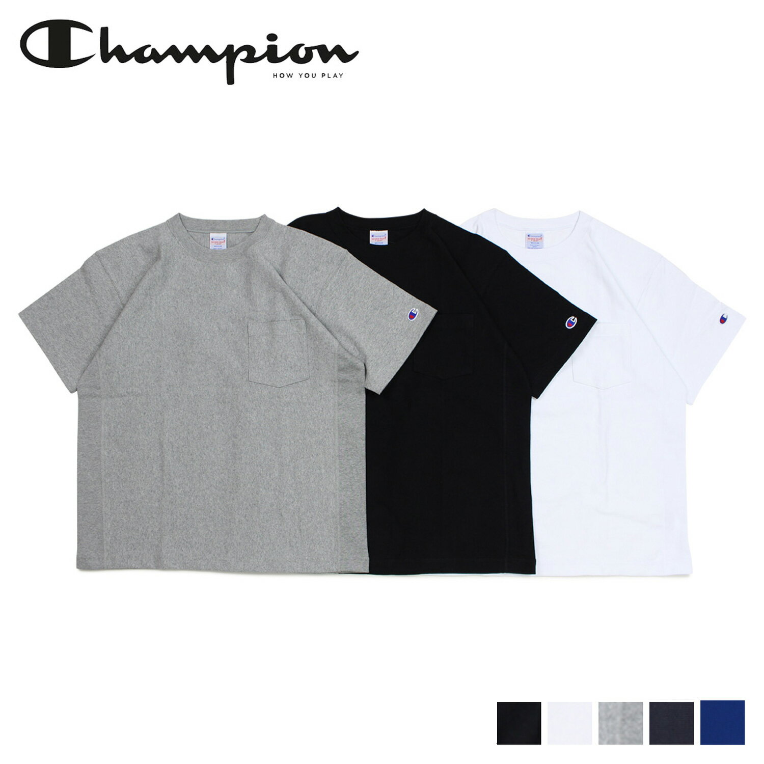 【クーポンで最大1000円OFF！5/16 10:59まで】 チャンピオン Champion Tシャツ 半袖 リバースウィーブ メンズ レディース REVERSE WEAVE POCKET T-SHIRT ブラック ホワイト グレー ネイビー ブルー 黒 白 C3-P318