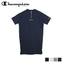 【クーポンで最大1000円OFF！5/1 10:59まで】 チャンピオン Champion ワンピース ミディアム 半袖 レディース HALF ZIP ONEPIECE ブラック ホワイト グレー ネイビー 黒 白 CW-R305