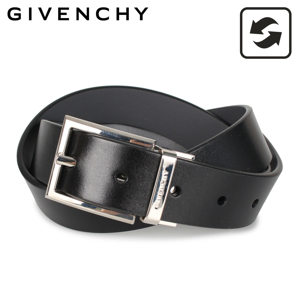 ジバンシー GIVENCHY ベルト レザーベルト メンズ REVERSIBLE BELT ブラック グレー 黒 BK401K