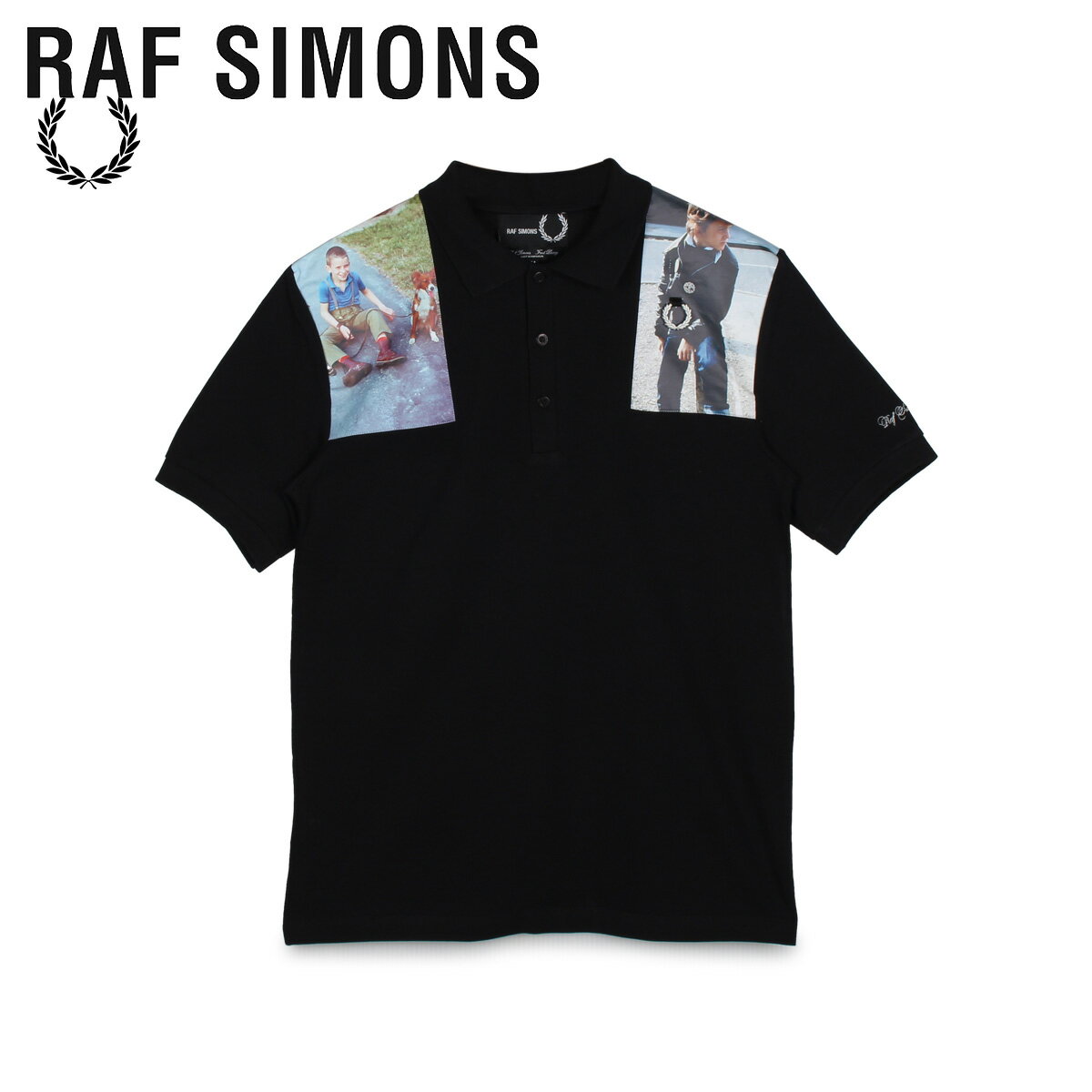 フレッドペリー ラフシモンズ FRED PERRY RAF SIMONS ポロシャツ 半袖 メンズ コラボ PRINTED PATCH POLO ブラック 黒 SM8128