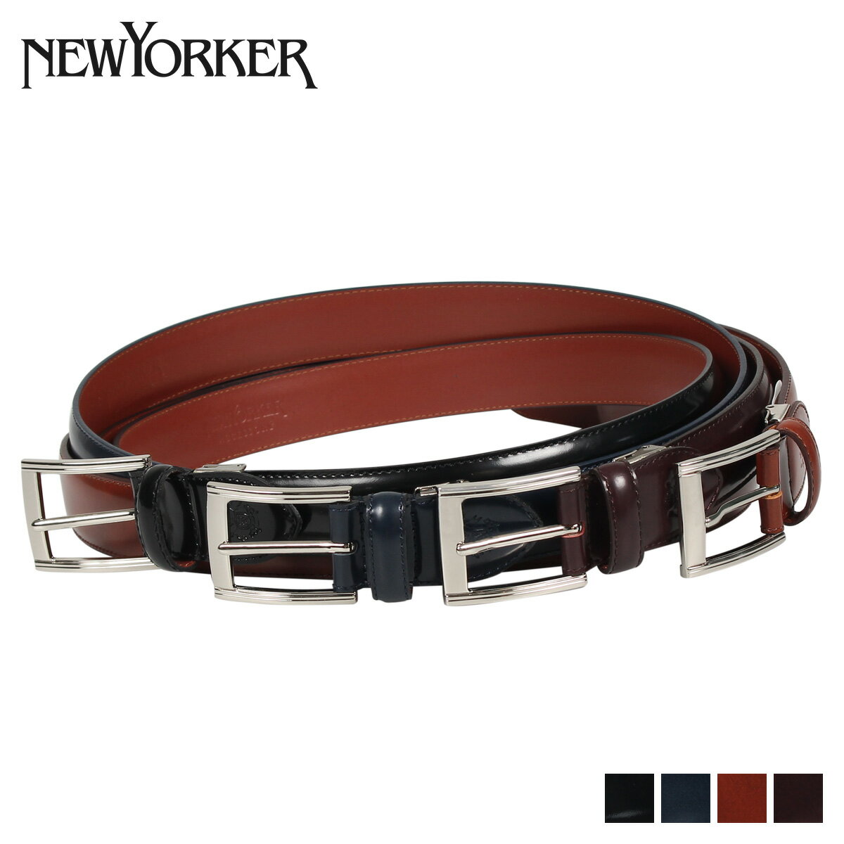 レザーベルト 【クーポンで最大1000円OFF！5/16 10:59まで】 ニューヨーカー NEWYORKER ベルト レザーベルト メンズ 本革 LEATHER BELT ブラック ネイビー ブラウン ワイン レッド 黒 NY-5070119