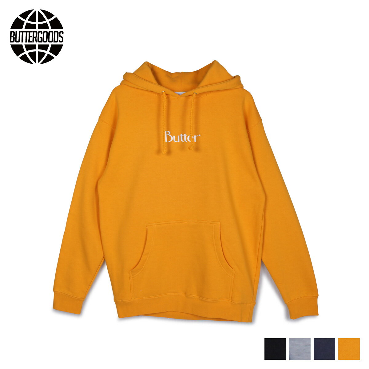 BUTTER GOODS バターグッズ パーカー スウェット プルオーバー メンズ CLASSIC LOGO PULLOVER HOOD ブラック グレー ネイビー イエロー 黒 Q22011