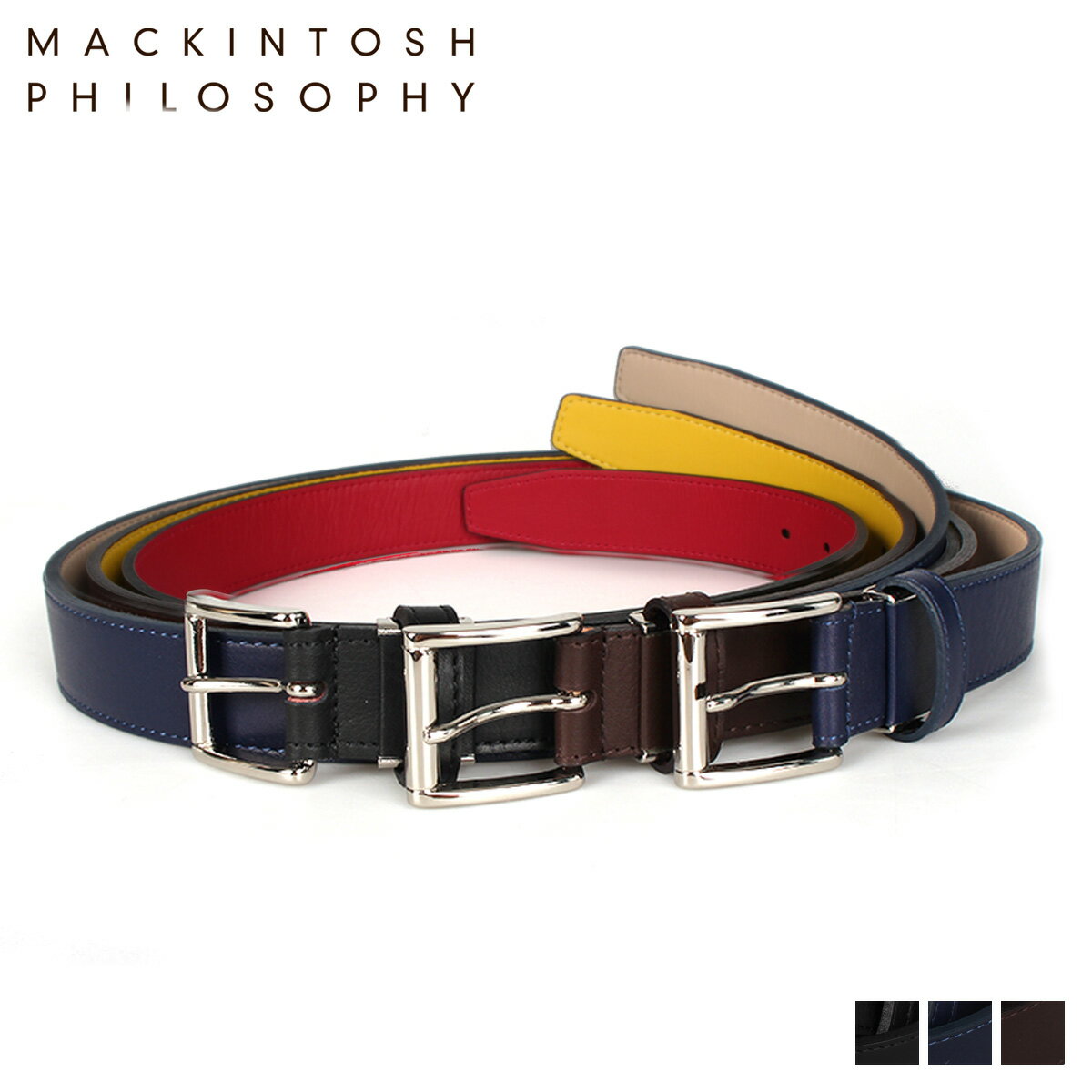 レザーベルト マッキントッシュ フィロソフィー MACKINTOSH PHILOSOPHY ベルト レザーベルト メンズ LEATHER BELT ブラック ネイビー ブラウン 黒 MAP-606015]