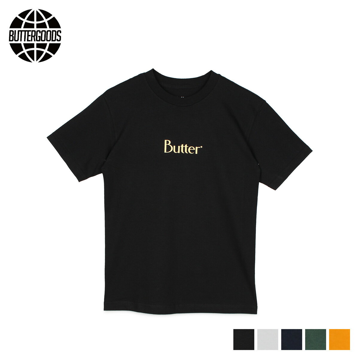 BUTTER GOODS バターグッズ Tシャツ 半袖 メンズ クルーネック CLASSIC LOGO TEE ブラック ホワイト ネイビー グリーン イエロー 黒 白 Q22033