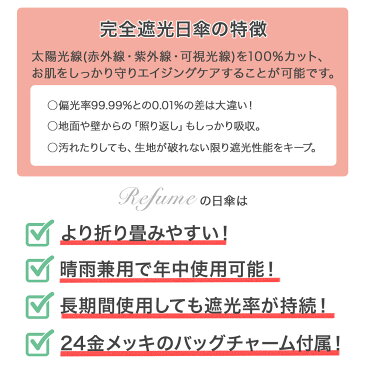 【最大1000円OFFクーポン】 日傘 折りたたみ 完全遮光 遮光率100% 軽量 遮光 3段 晴雨兼用 UVカット 245g Refume レフューム レディース 雨傘 傘 遮熱 折り畳み 雨具 無地 紫外線対策 ブラック ネイビー アイスグレージュ 黒